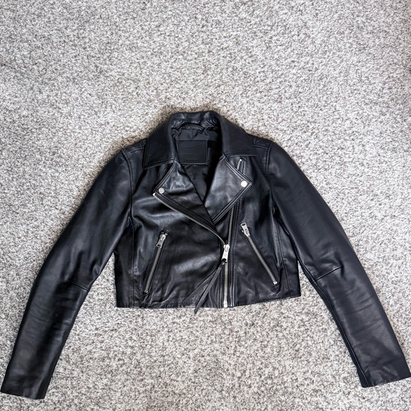 All Saints Jackets & Blazers - All Saints DALBY CROPPED LEATHER BIKER JACKET